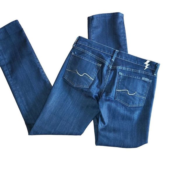7 For All Mankind Denim - 7 For All Mankind Womens Jeans, Dark Wash "Gold Digger" Straight Jeans, Sz 29